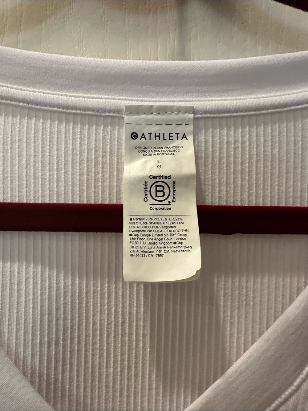 Athleta White Ribbed V-Neck Top - Picture 2 of 4